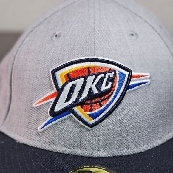New Era Oklahoma City Thunder Hat Low Crown Hat Grey Blue Fitted 7 3/8 NBA Cap - Picture 4 of 8